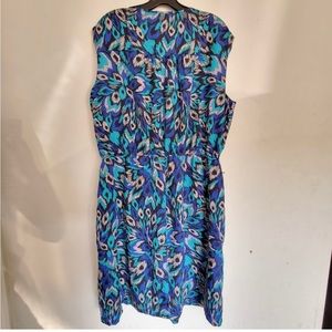 CATO Blue Sleeveless Floral Abstract Ruffle Sheath Summer Dress Size 18W